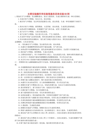 高三化学一轮复习 主要实验操作和实验现象的具体实验80例素材-人教版高三全册化学素材