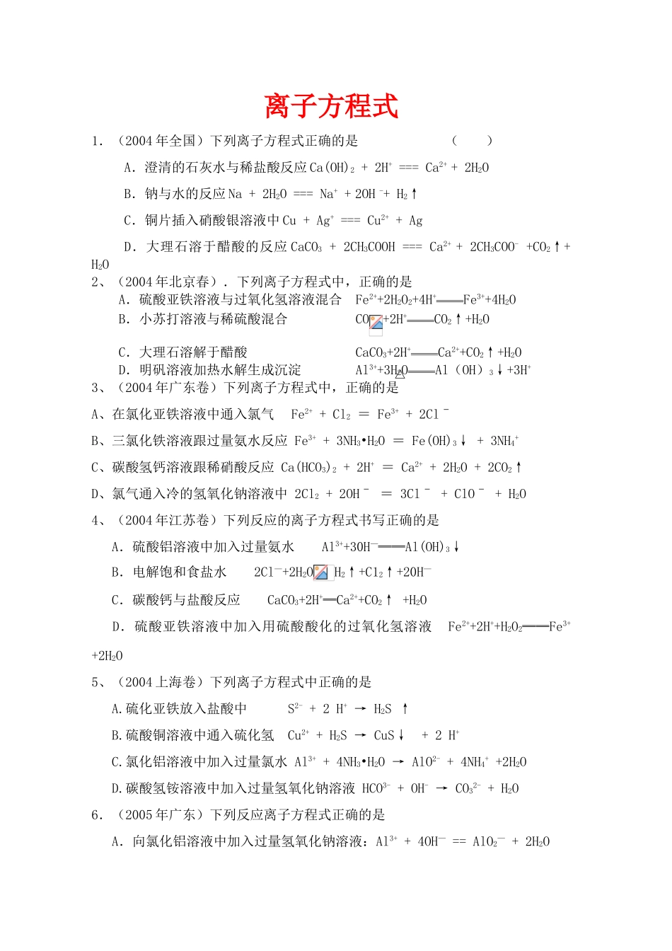 高三化学高考复习素材：化学方程式_第1页