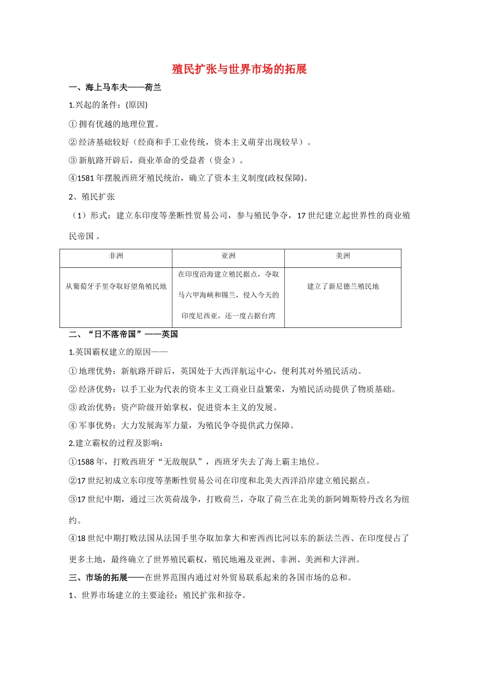 高三历史 殖民扩张与世界市场的拓展素材 新人教版_第1页