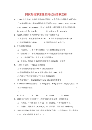 高三教学高考复习素材：阿伏加德罗常数