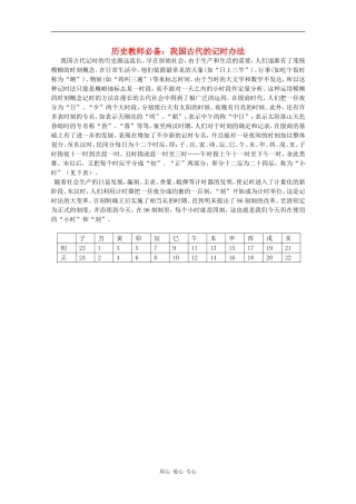 高三历史教师必备素材：我国古代的记时办法