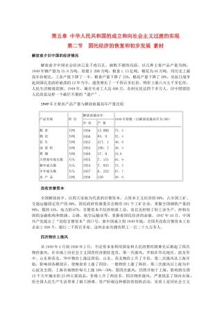 高三历史下册 5.2《国民经济的恢复和初步发展》素材 旧人教版
