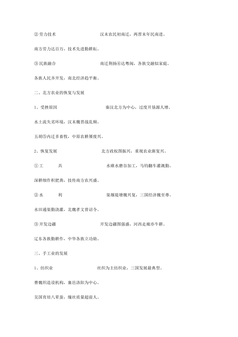 高三历史教学素材 中国古代史记忆口诀04第三章封建国家的分裂和民族融合-三国两晋南北朝_第2页
