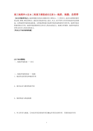 高三地理冲Ａ达B二轮复习课堂成长记录5---地质地貌自然带