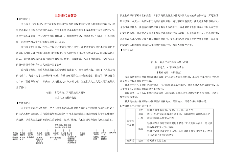 高三历史一轮复习 世界古代史通史资料-人教版高三全册历史素材_第1页