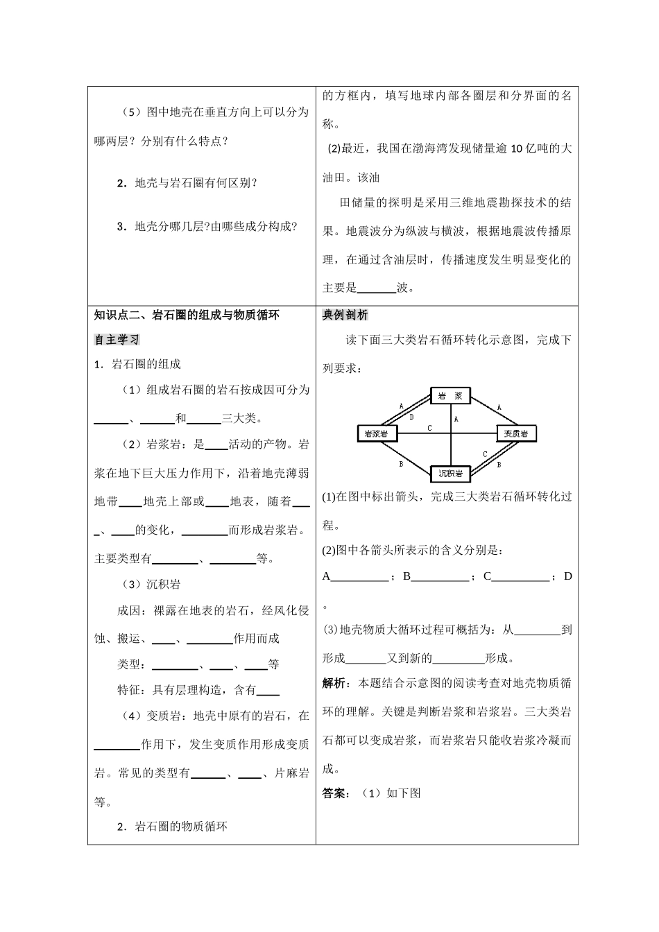 高三地理复习学案——岩石圈和地壳物质循环 鲁教版必修1_第2页