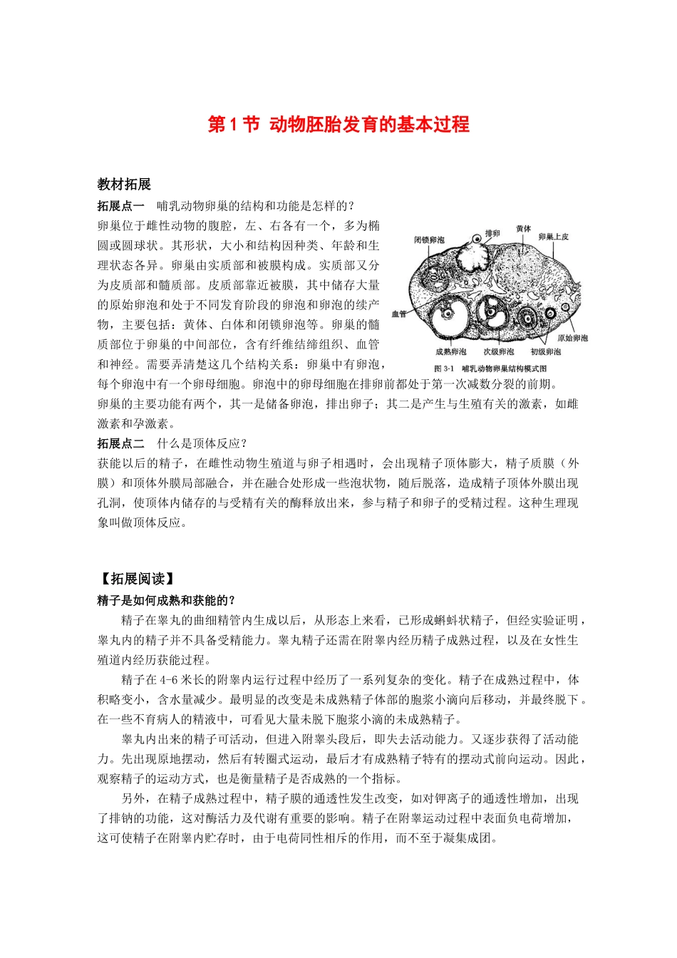 高三生物：1.3.1《动物胚胎发育的基本过程》素材（1）中图版_第1页
