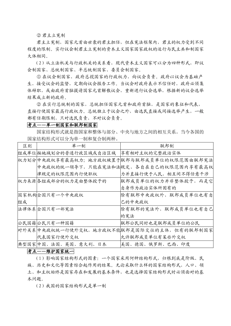 高三政治 背诵讲义-国家与国际组织常识素材_第2页