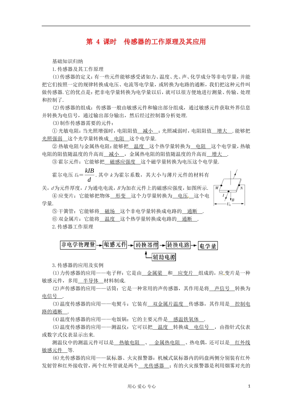高三物理第一轮复习 传感器的工作原理及其应用 新人教版_第1页