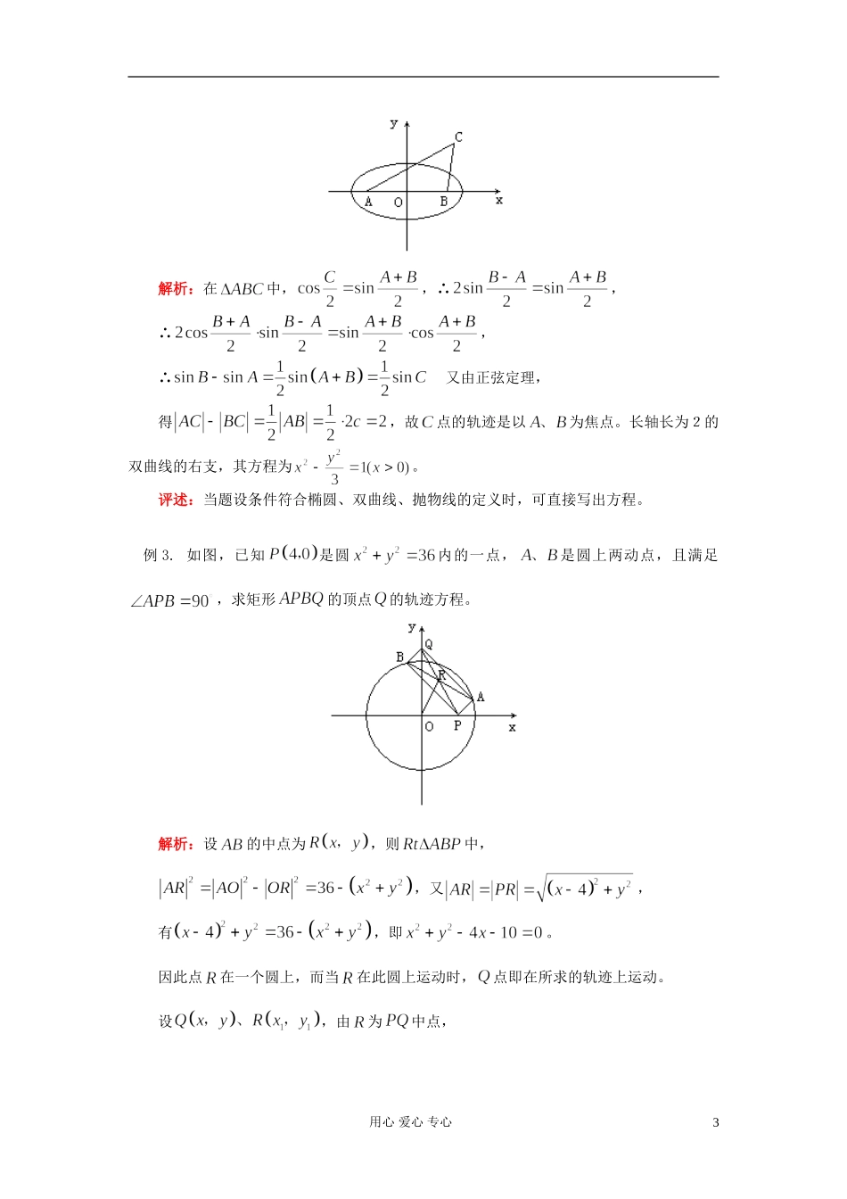 高三数学第一轮复习 轨迹方程的常用求法素材_第3页