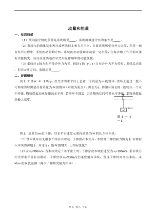 高三物理第一轮复习学案 动量和能量
