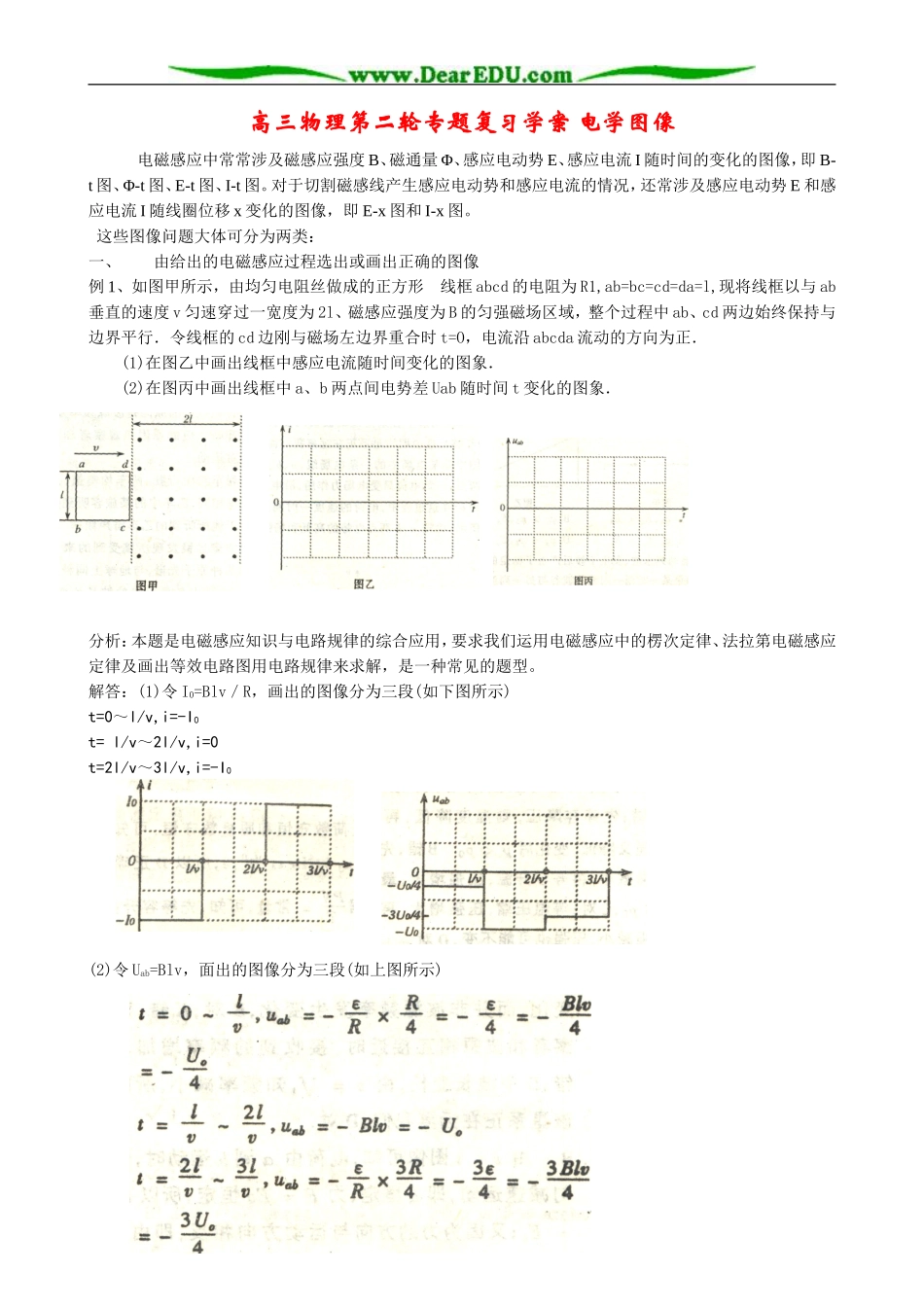 高三物理第二轮专题复习学案 电学图像_第1页