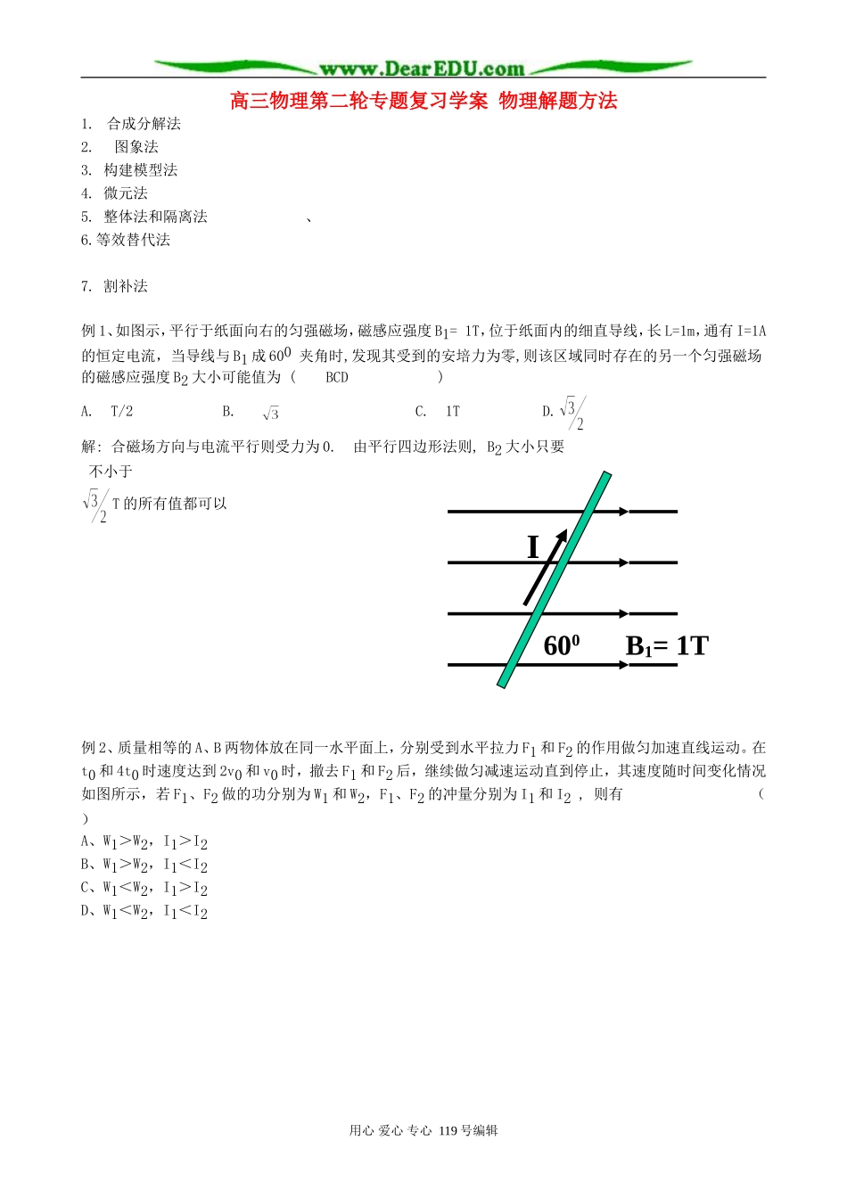 高三物理第二轮专题复习学案 物理解题方法_第1页