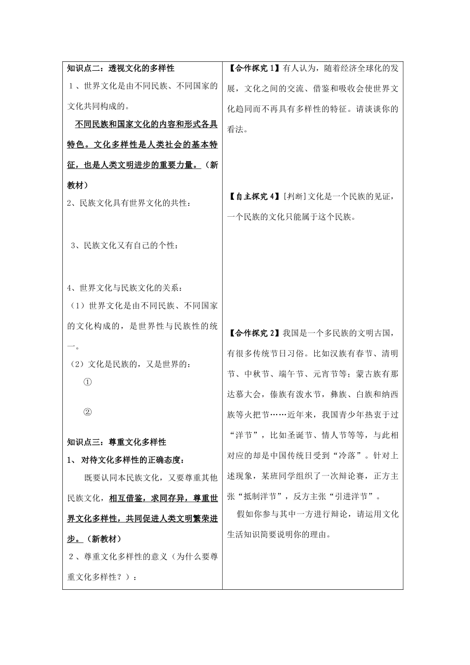 高三政治文化3－1学案　世界文化的多样性_第2页