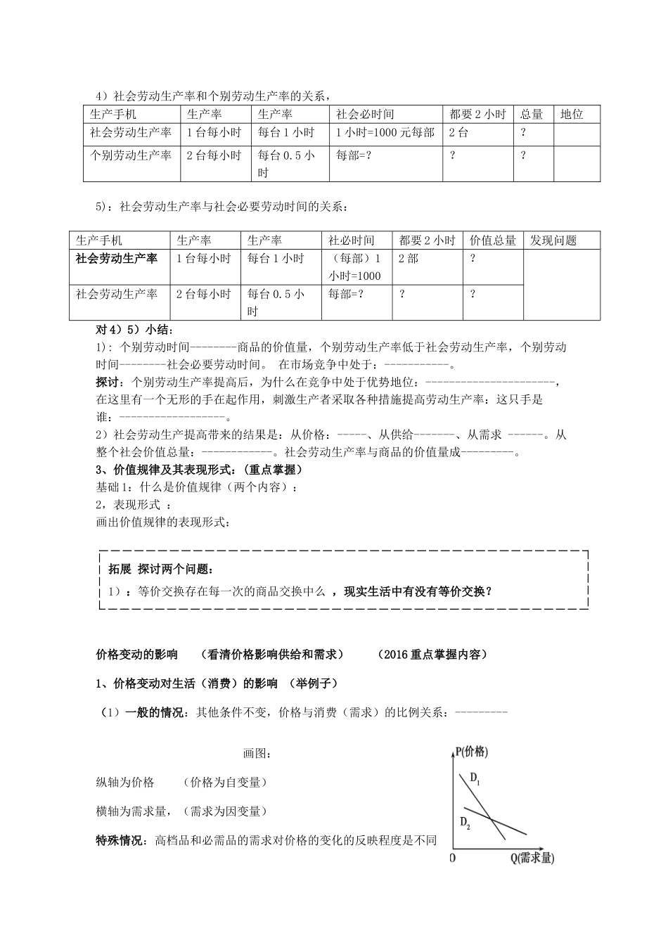 高三政治一轮复习 第二课 多变的价格导学案-人教版高三全册政治学案_第2页