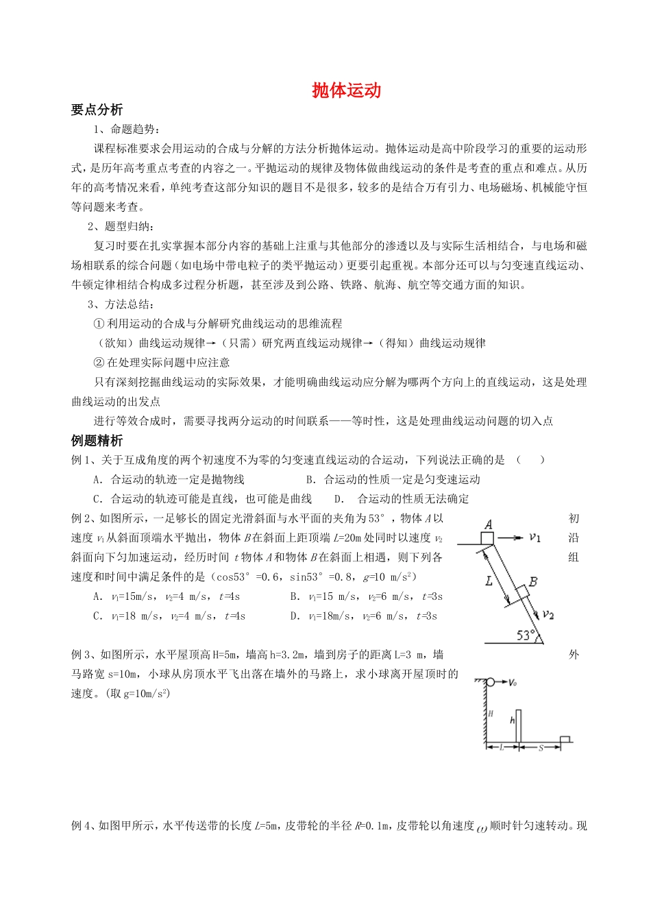 高三物理抛体运动二轮复习学案_第1页