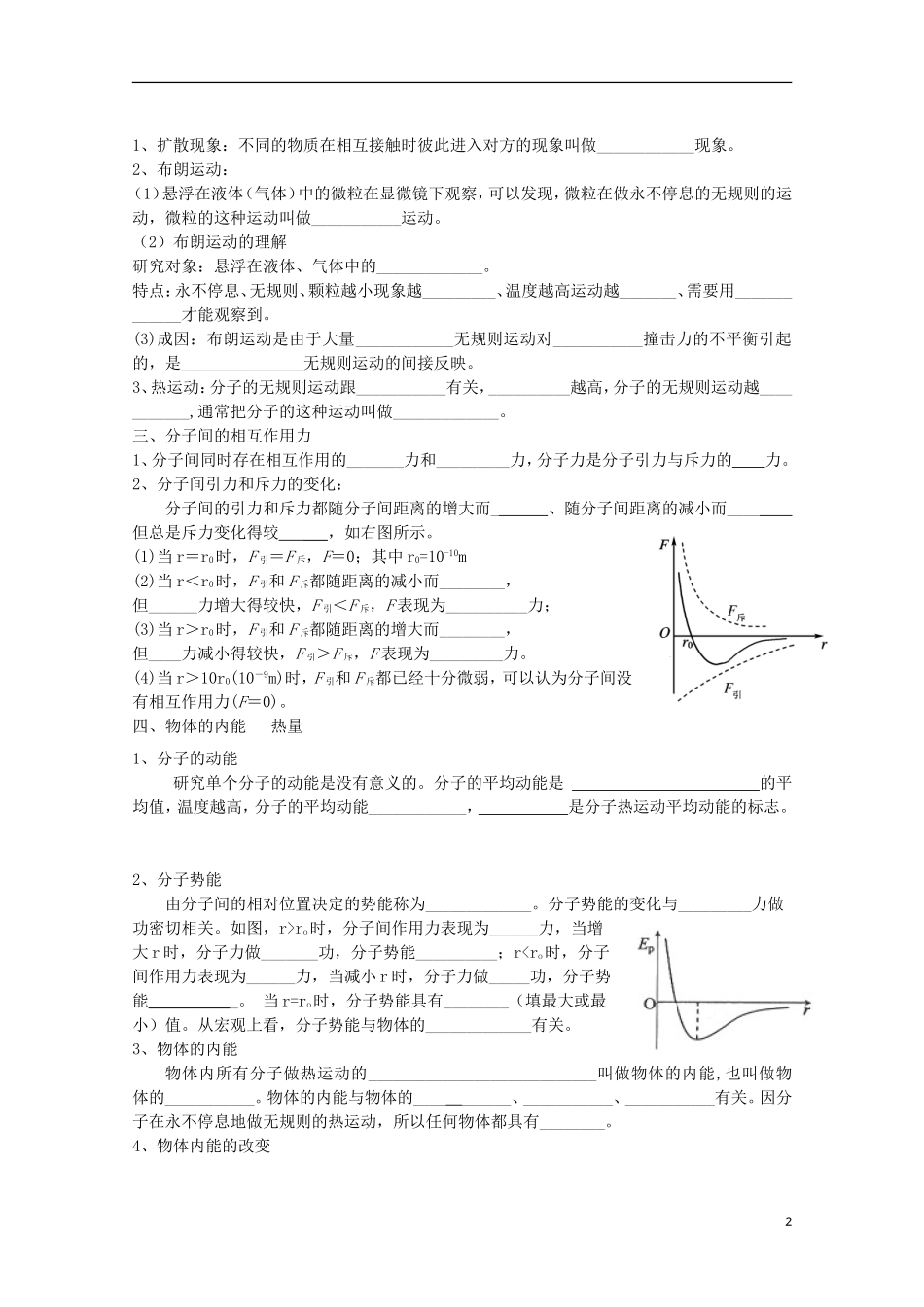 高三物理一轮复习《分子动理论  内能》学案_第2页