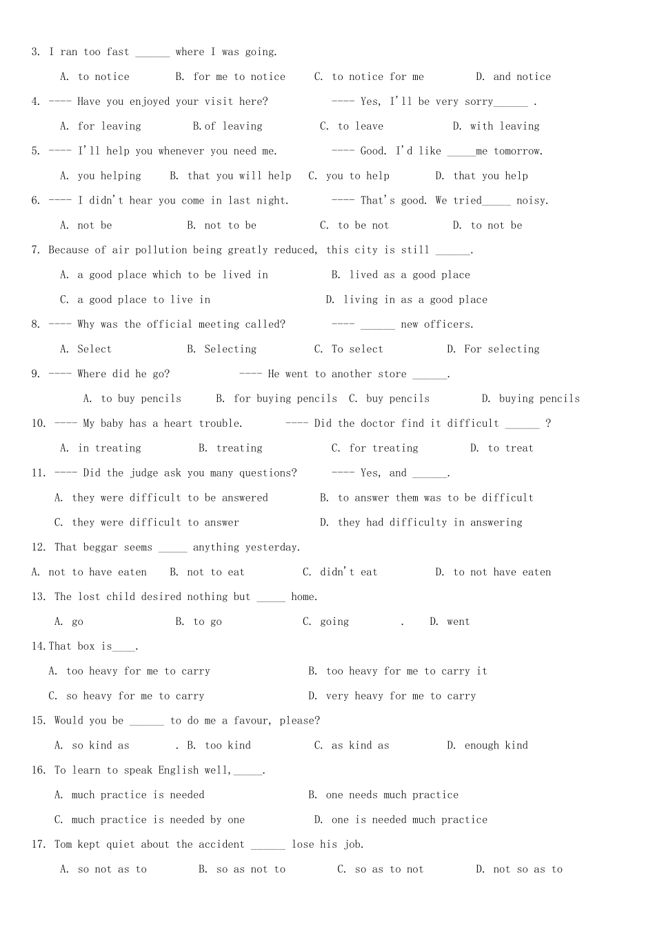 高三英语 非谓语动词及改错素材 新人教版_第3页