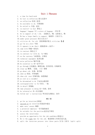 高三英语 各单元词组总结素材 牛津版选修11