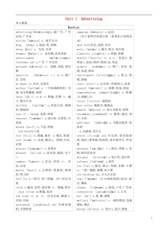 高三英语 专题复习 Unit 1 Advertising学案（无答案）牛津译林版必修4-牛津版高三必修4英语学案