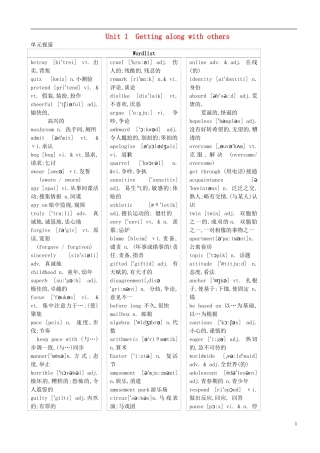 高三英语 专题复习 Unit 1 Getting along with others学案（无答案）牛津译林版必修5-牛津版高三必修5英语学案