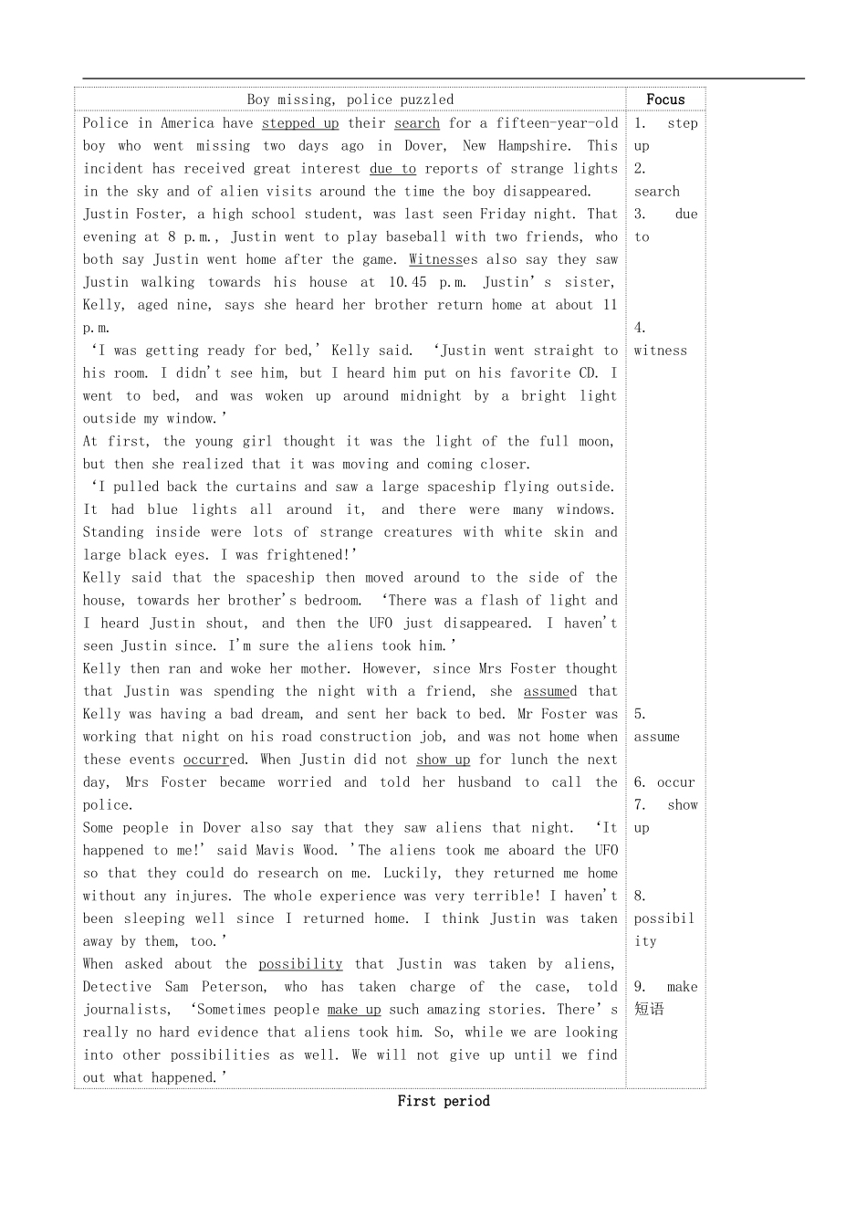 高三英语 专题复习 Unit 1 Tales of the unexplained学案（无答案）牛津译林版必修2-牛津版高三必修2英语学案_第3页