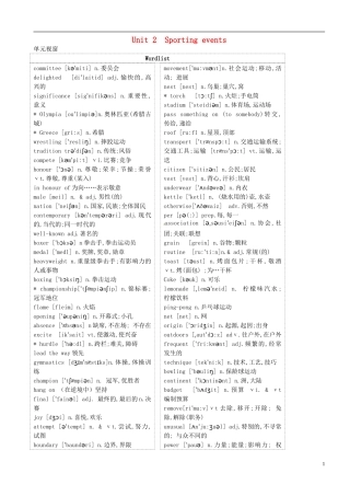 高三英语 专题复习 Unit 2 Sporting events学案（无答案）牛津译林版必修4-牛津版高三必修4英语学案