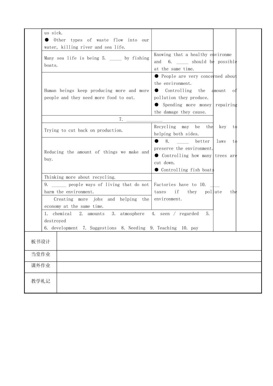 高三英语 专题复习 Unit 2 The environment（第1课时）教案 牛津译林版必修5-牛津版高三必修5英语教案_第3页