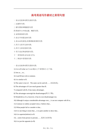 高三英语高考写作素材之常用句型