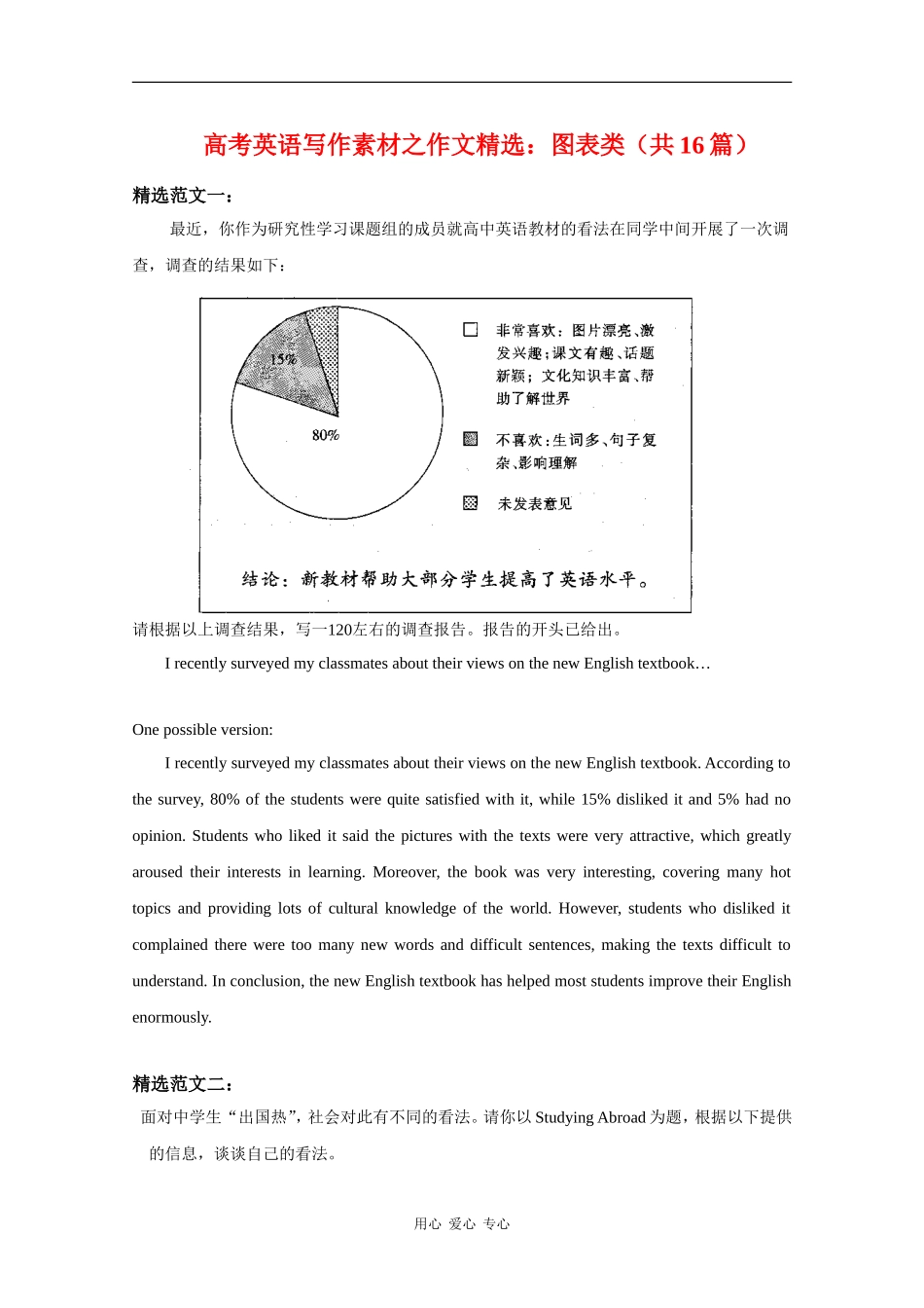 高三英语高考写作素材之作文精选：图表类_第1页