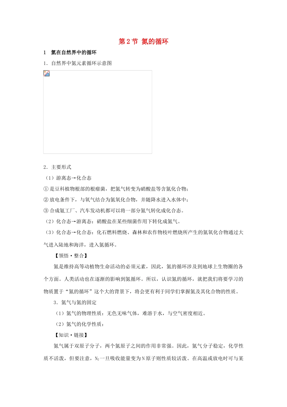 高中化学 3.2《氮的循环》文字素材5 鲁科版必修1_第1页