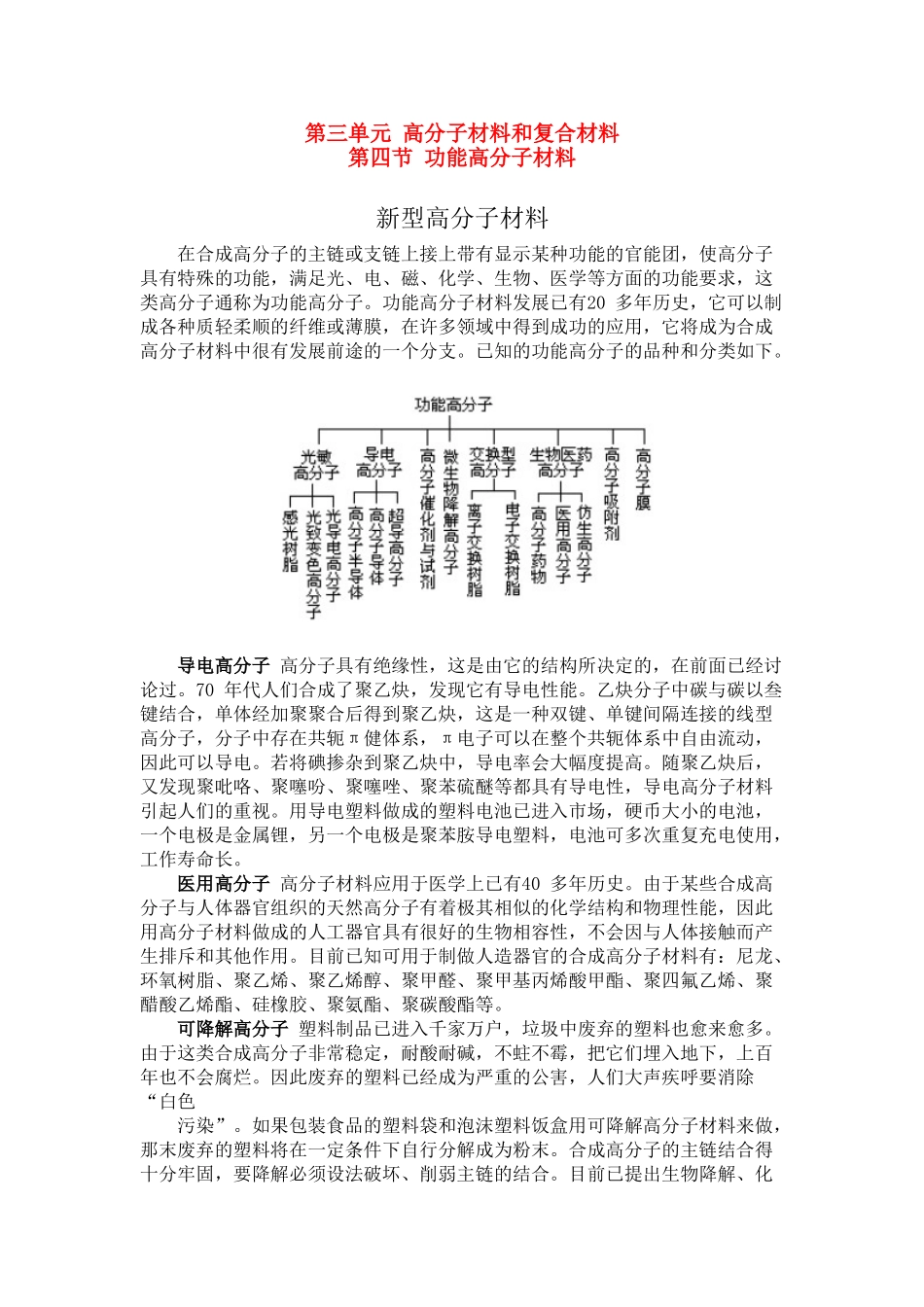 高中化学 3.3.4《功能高分子材料》素材 苏教版选修1_第1页