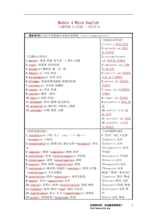 高三英语一轮复习 Module 4 Which English预习案 外研版选修8-外研版高三选修8英语学案