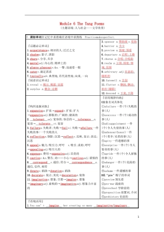 高三英语一轮复习 Module 6 The Tang Poems预习案 外研版选修8-外研版高三选修8英语学案