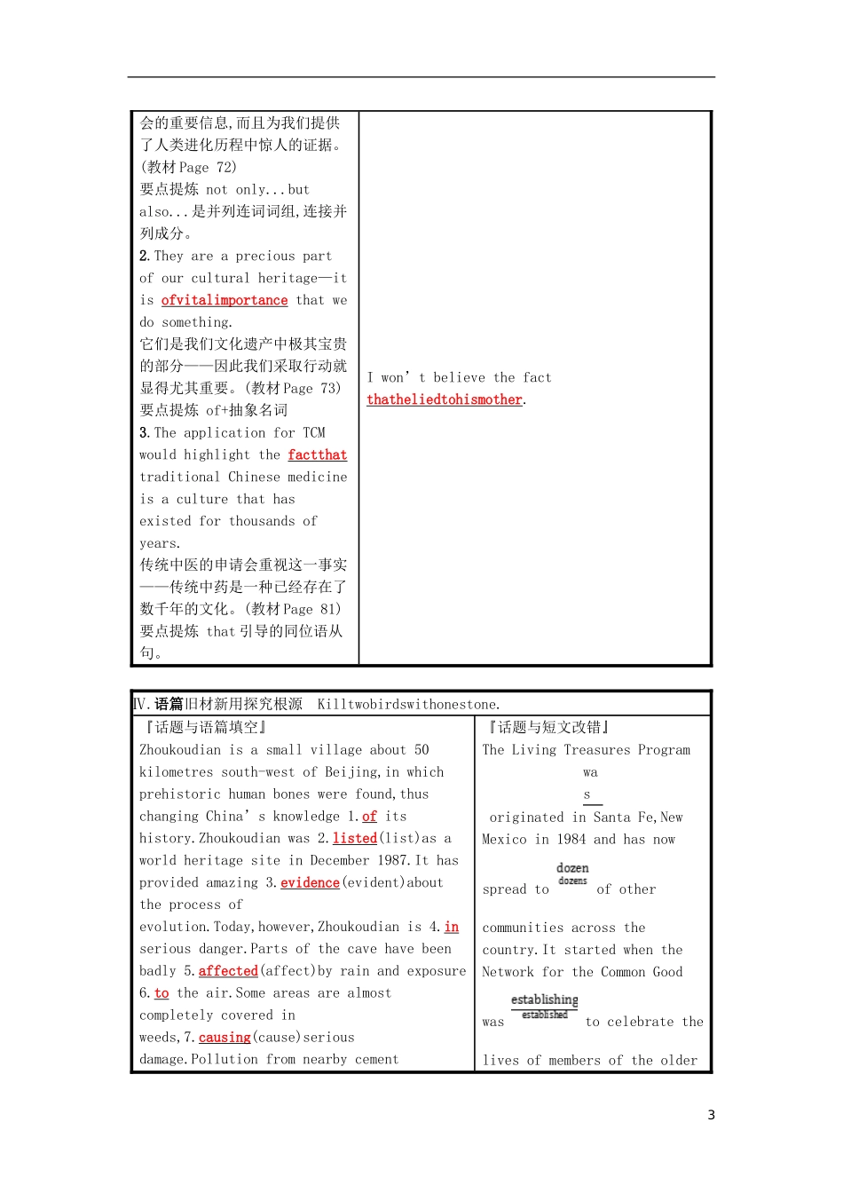 高三英语一轮复习 Module 6 The World’s Cultural Heritage预习案 外研版选修7-外研版高三选修7英语学案_第3页
