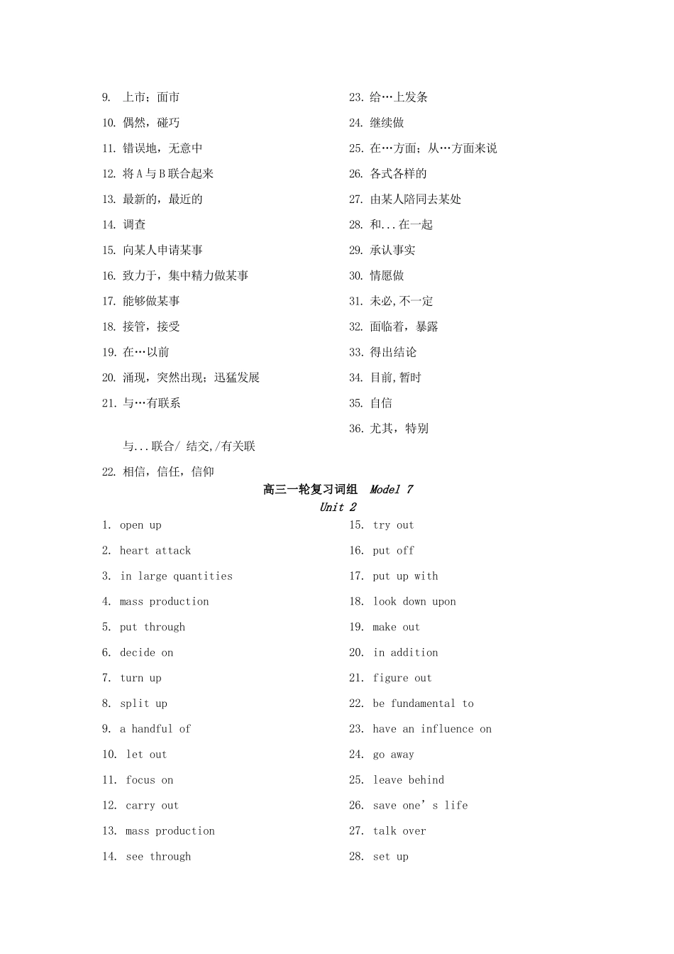 高三英语一轮复习 词组Model 7Unit 1素材 牛津版_第2页