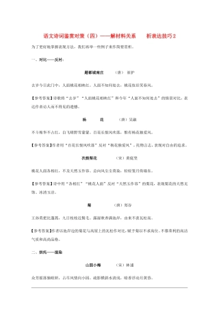 高三语文诗词鉴赏对策（四）：解材料关系析表达技巧2素材