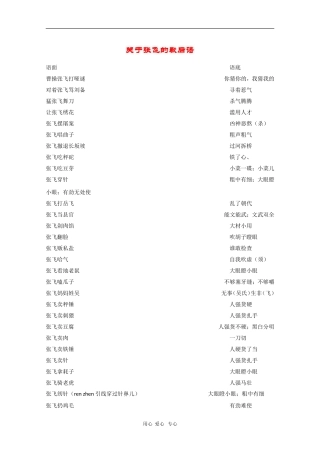 高三语文素材：关于张飞的歇后语