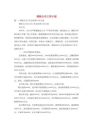 保险公司工作计划