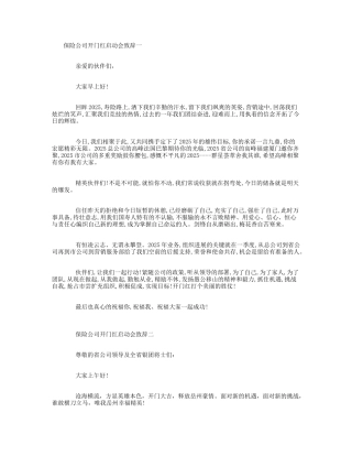 保险公司开门红启动会致辞