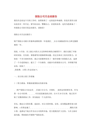 保险公司月总结报告