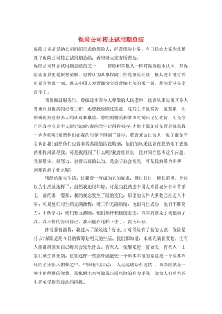 保险公司转正试用期总结