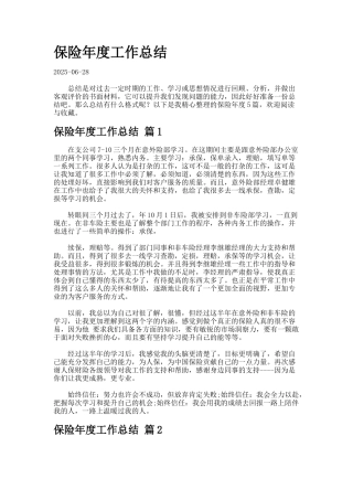 保险年度工作总结-