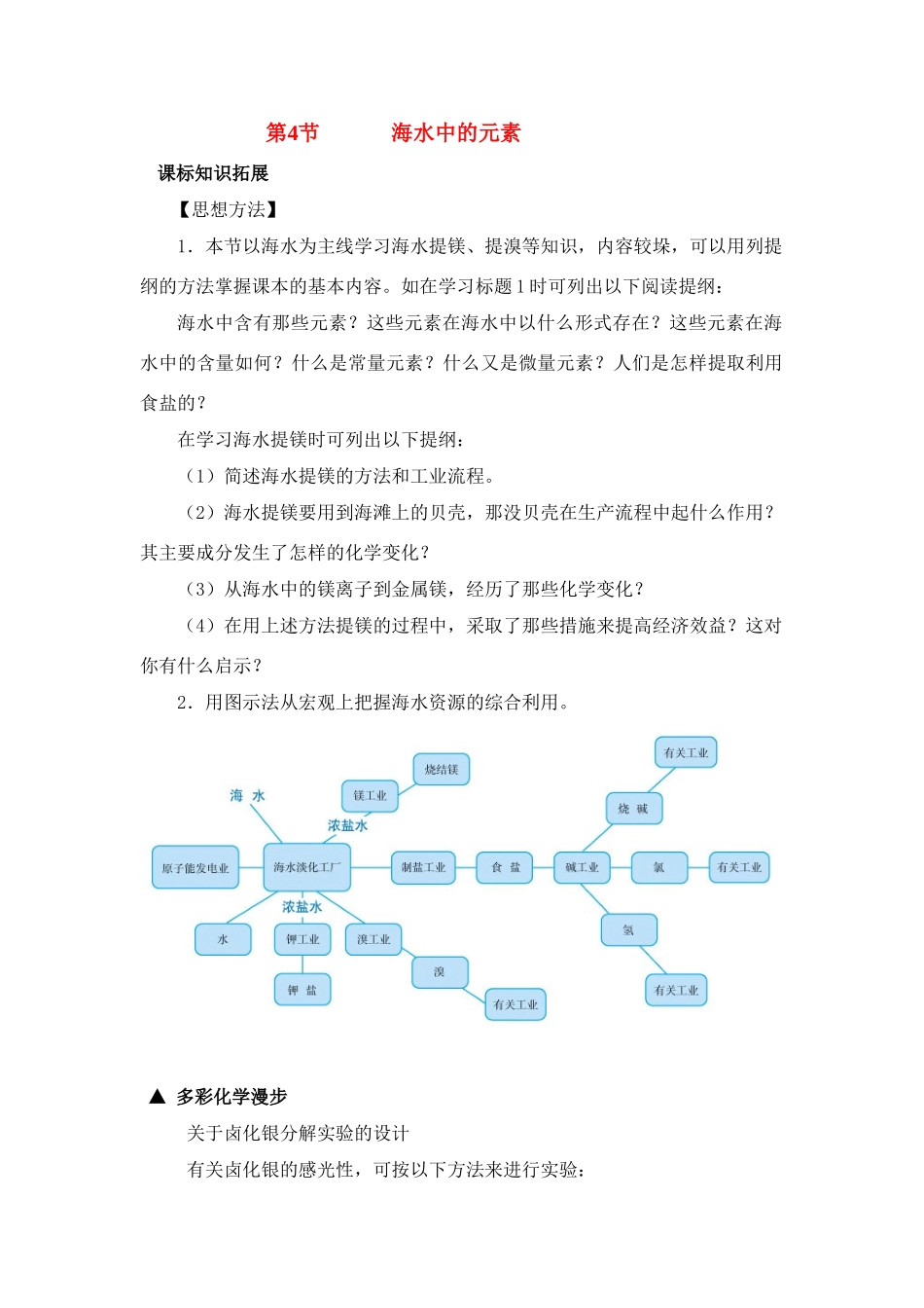 高中化学 3.4《海水中的元素》文字素材3 鲁科版必修1_第1页