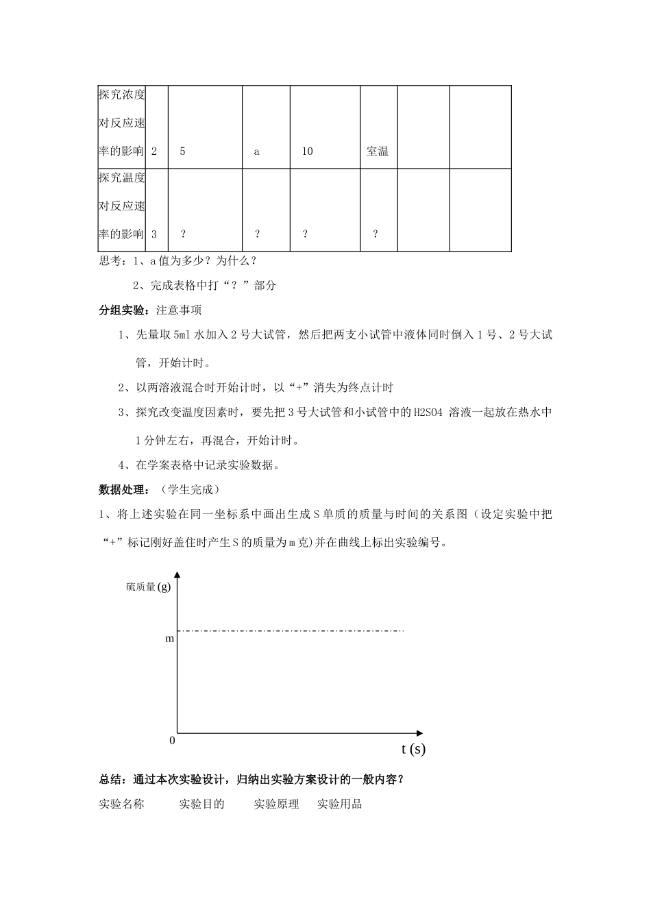 高中化学 4.1 硫代硫酸钠与酸反应速率的影响因素教学案 苏教版选修6-苏教版高中选修6化学教学案_第3页