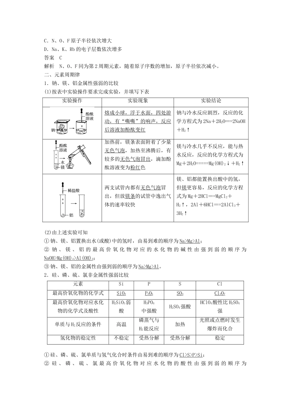 高中化学 专题1 微观结构与物质的多样性 第1单元 原子核外电子排布与元素周期律 第2课时教学案 苏教版必修2-苏教版高一必修2化学教学案_第2页