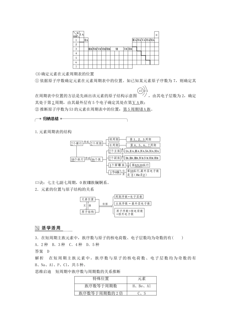 高中化学 专题1 微观结构与物质的多样性 第1单元 原子核外电子排布与元素周期律 第3课时教学案 苏教版必修2-苏教版高一必修2化学教学案_第3页