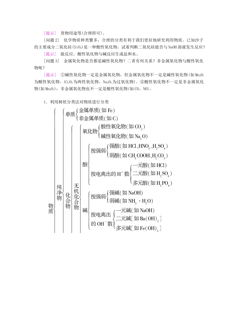 高中化学 专题1 物质的分类及计量 第1单元 第1课时 物质的分类教学案 苏教版必修第一册-苏教版高中第一册化学教学案_第3页