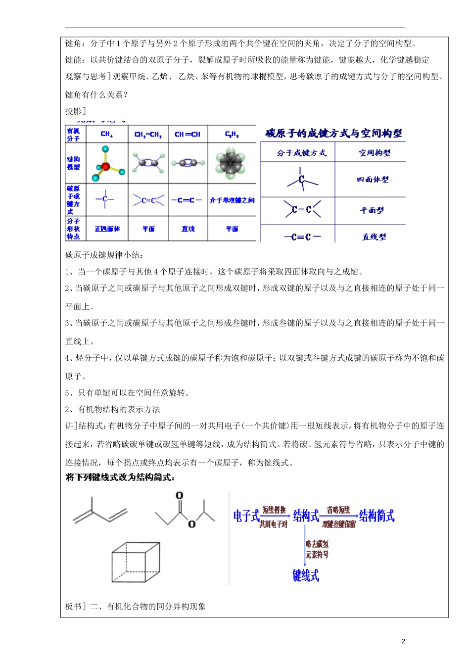 高中化学 专题1.2 有机化合物的结构特点教学案 新人教版选修5-新人教版高二选修5化学教学案_第2页