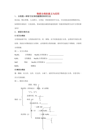 高中化学 《物质的分类》文字素材3 新人教版必修1